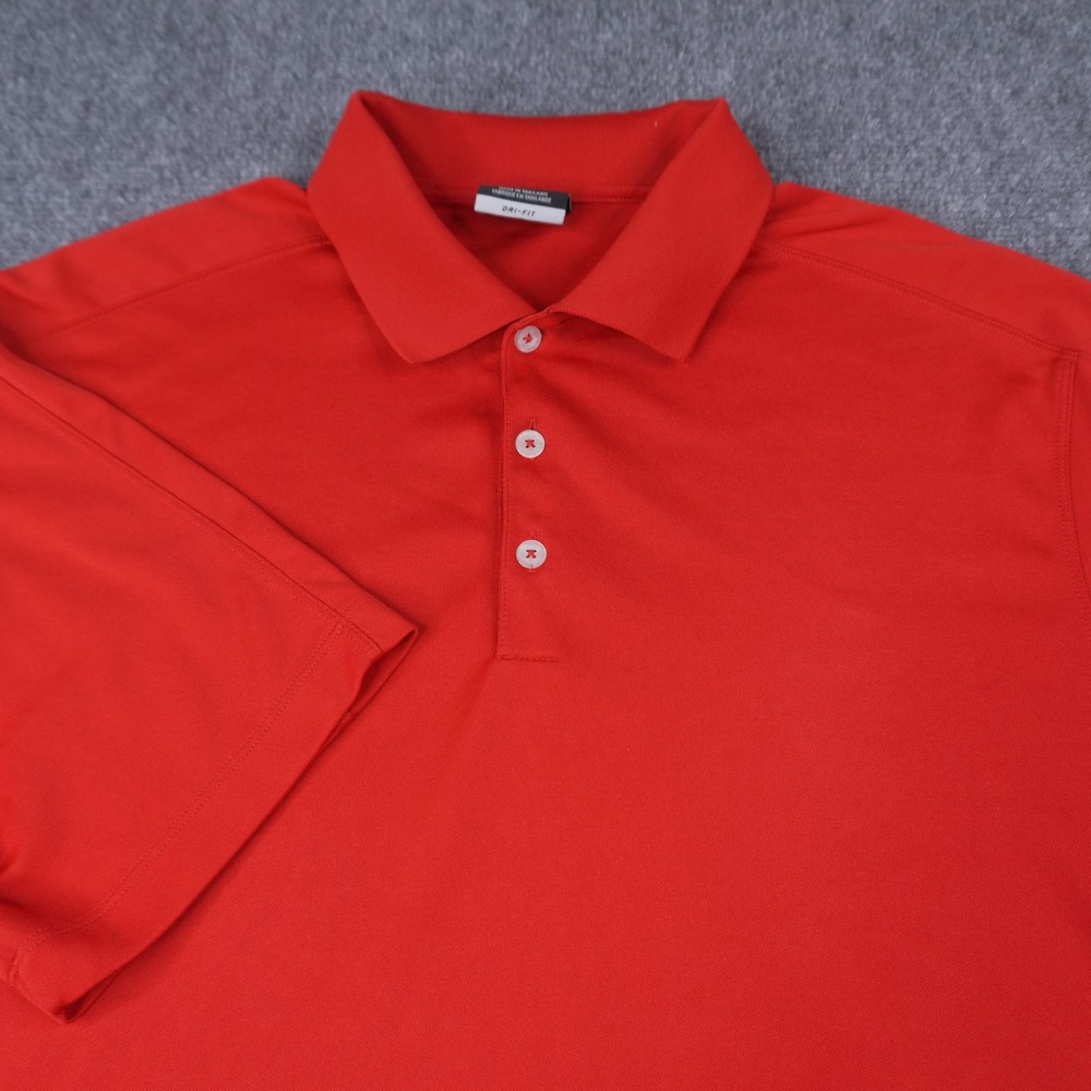 Nike Golf Polo Shirt Mens Large Red Dri-FIT Short Sleeve Athletic Top